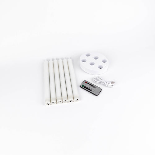 Genopladelige kronelys 6-pak