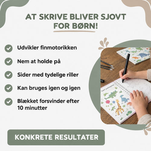 Magiske øvehæfter – 4 genbrugelige hæfter til børn 3-6 år
